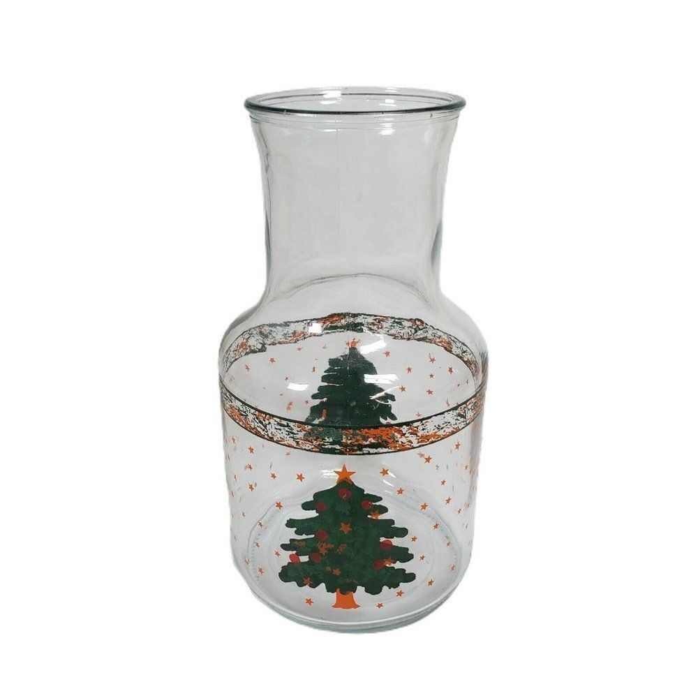 VINTAGE KIG Indonesia 56 oz. Glass Carafe Pitcher Jug Christmas Tree Ornaments